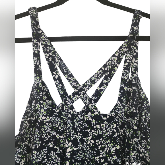 Floral Navy Blue and White Strappy Dress - Picture 2 of 5